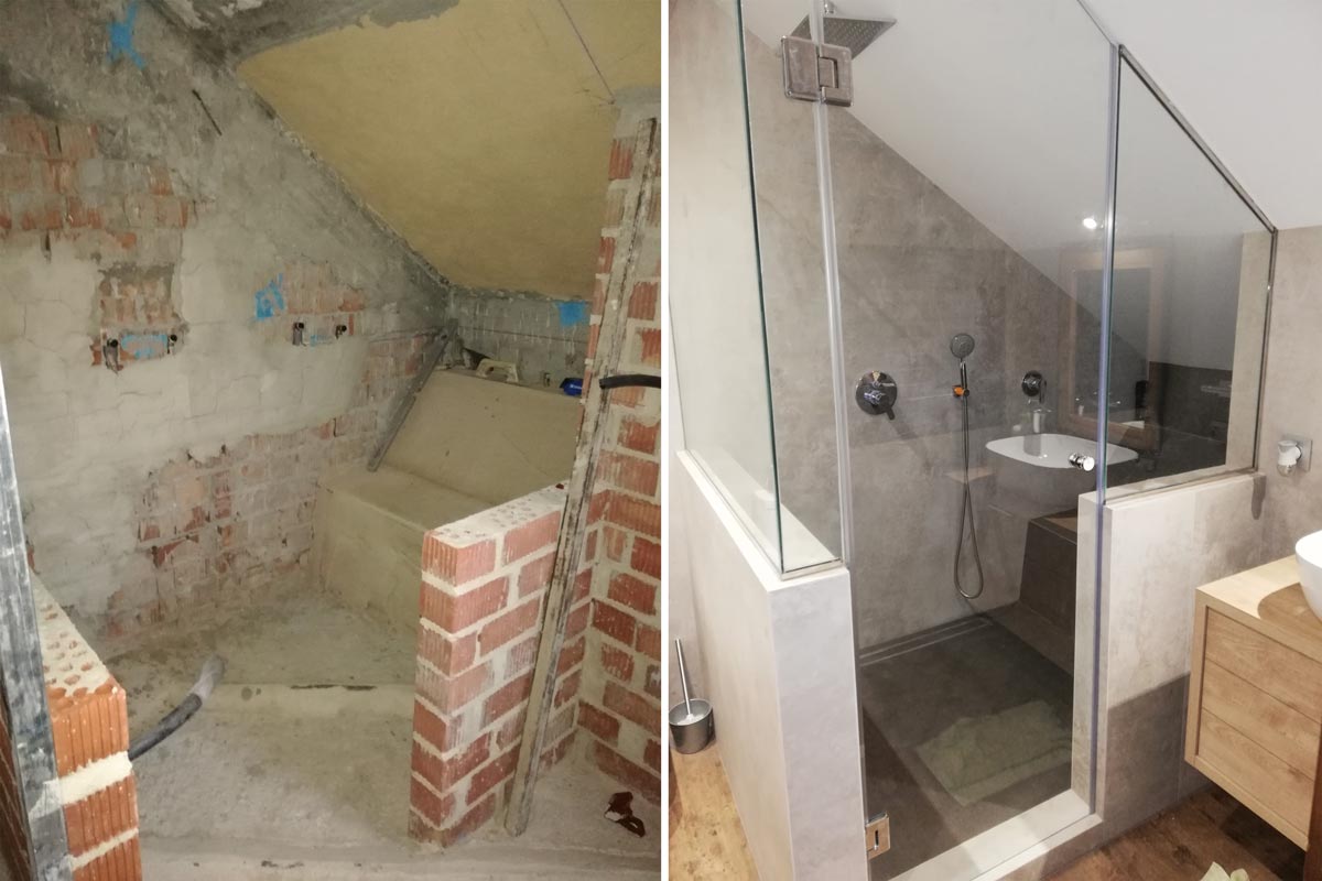 Proceso de reforma ducha en buhardilla